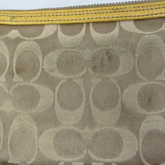 COACH Vtg Y2K Khaki Tan & Yellow POPPY Signature C Sateen Mini Crossbody Purse - Picture 11 of 16